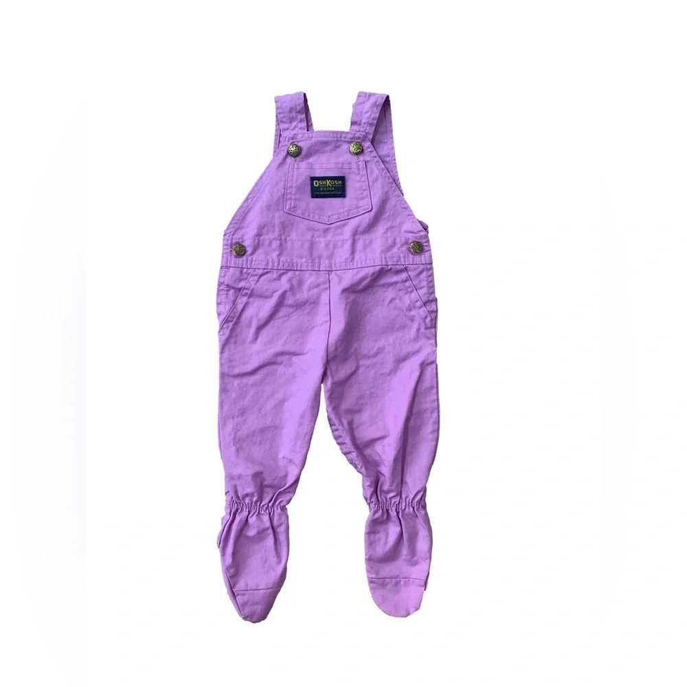 Vintage Oshkosh Size 6-9 Months Lavender Purple Footie Overalls